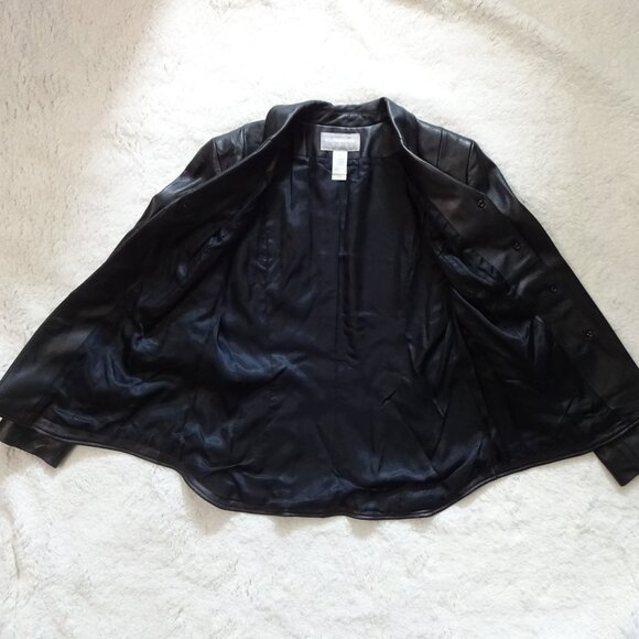 Liz Claiborne black Blazer, 100% Leather, size M - Picture 9 of 13